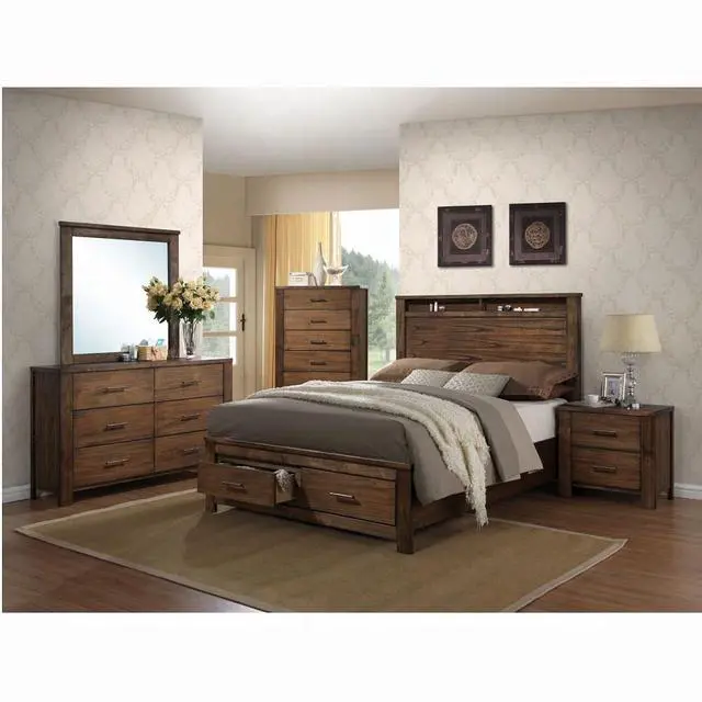 Alt view image 5 of 5 - Wooden Nightstand With 2 Drawers In Oak Finish
