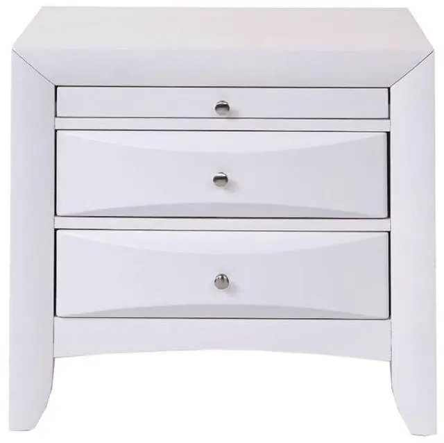 Main image of Wooden Nightstand With 2 Drawers And 1 Tray, White