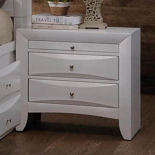 Alt view image 2 of 5 - Wooden Nightstand With 2 Drawers And 1 Tray, White