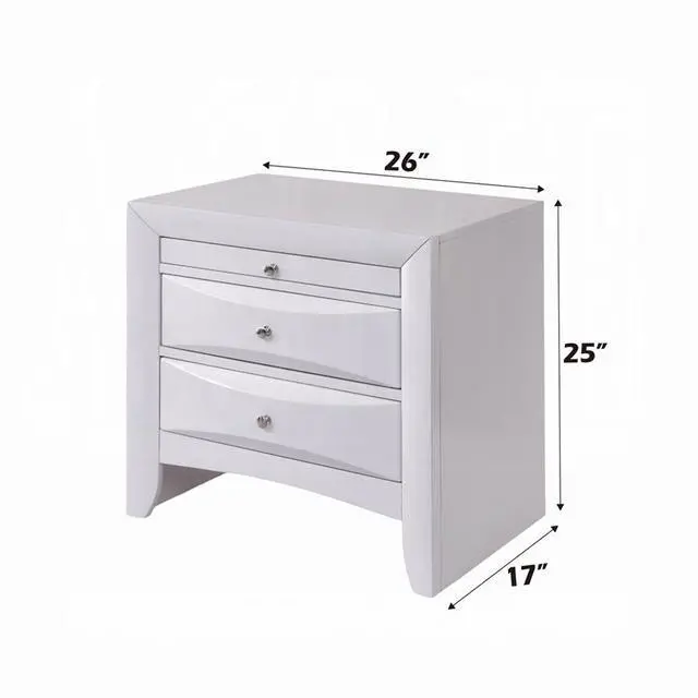 Alt view image 3 of 5 - Wooden Nightstand With 2 Drawers And 1 Tray, White