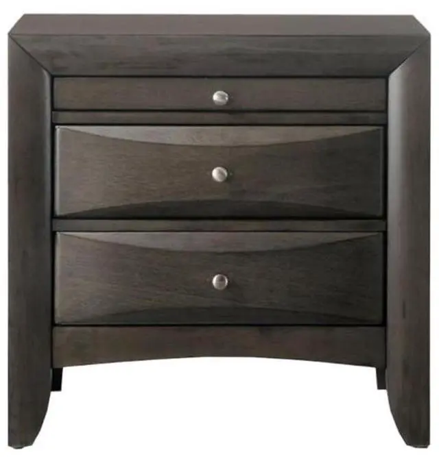 Main image of Wooden Nightstand With 2 Drawers And 1 Tray, Gray Oak