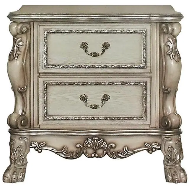 Main image of Wooden 2 Drawers Nightstand In Gold Patina And Bone Finish