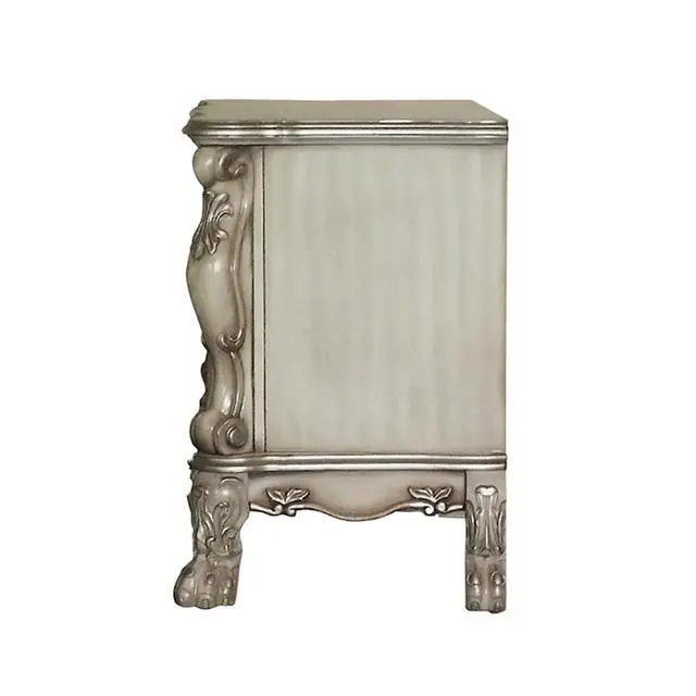 Alt view image 5 of 5 - Wooden 2 Drawers Nightstand In Gold Patina And Bone Finish