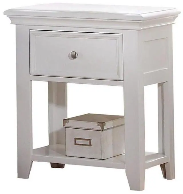 Main image of 1 Drawer And Open Bottom Shelf Wooden Nightstand In White Finish