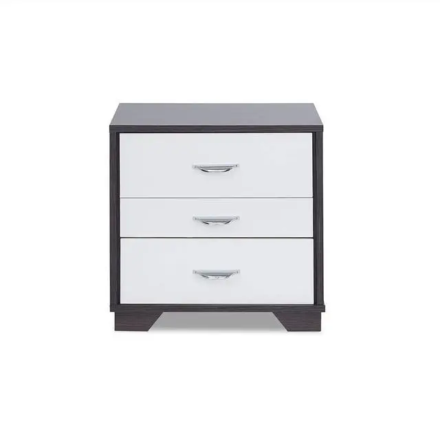 Alt view image 4 of 5 - Two-Tone Finish Nightstand With 3 Drawers, White And Black