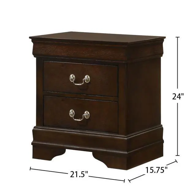 Alt view image 3 of 7 - Mdf Nightstand With 2 Drawers, Cappuccino