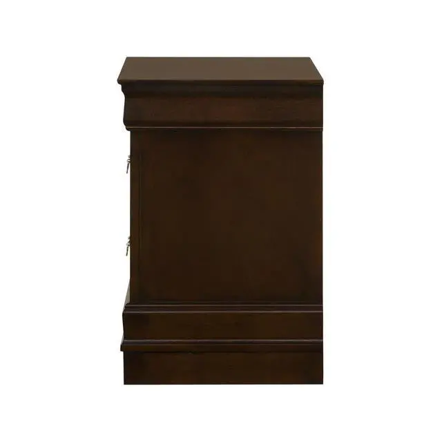 Alt view image 4 of 7 - Mdf Nightstand With 2 Drawers, Cappuccino