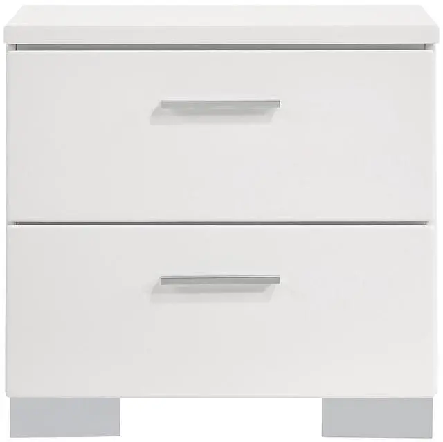 Main image of 2-Drawer Nightstand In White High Gloss Finish