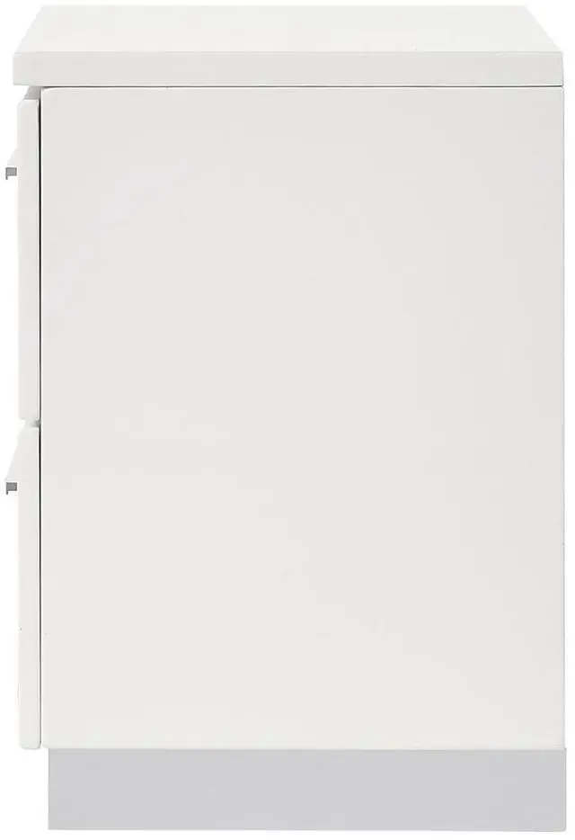 Alt view image 4 of 6 - 2-Drawer Nightstand In White High Gloss Finish