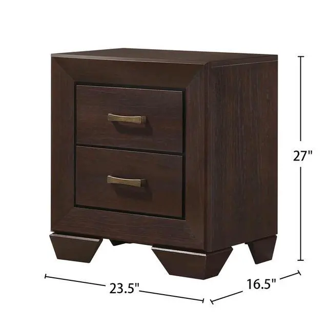 Alt view image 3 of 7 - Mdf Nightstand With 2 Drawers In Dark Cocoa Finish