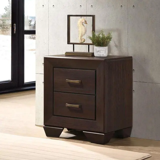 Alt view image 2 of 7 - Mdf Nightstand With 2 Drawers In Dark Cocoa Finish