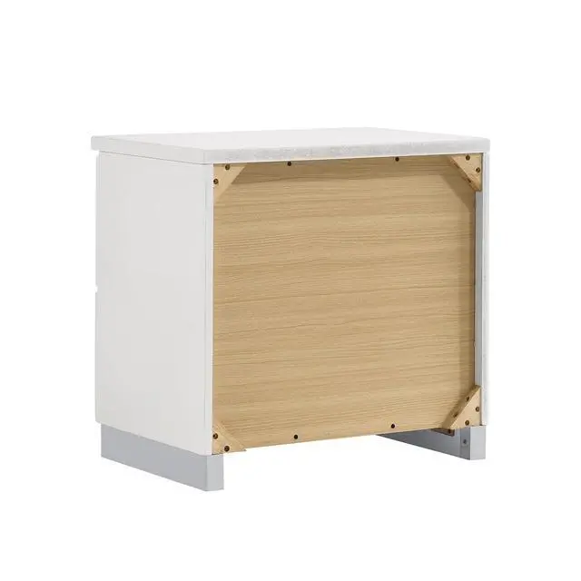 Alt view image 5 of 6 - 2-Drawer Nightstand In White High Gloss Finish