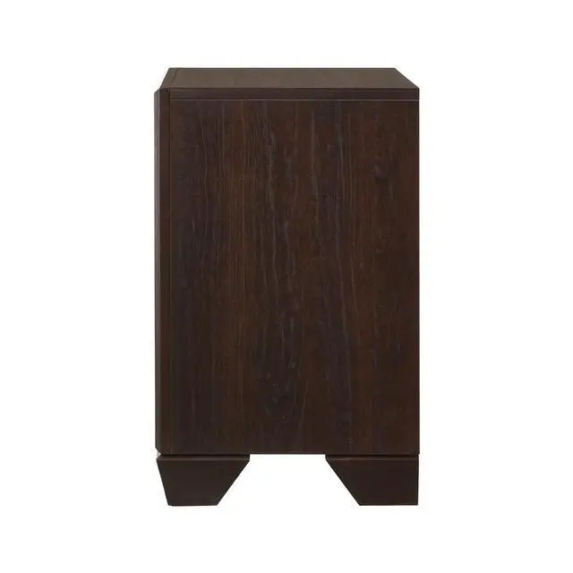 Alt view image 5 of 7 - Mdf Nightstand With 2 Drawers In Dark Cocoa Finish