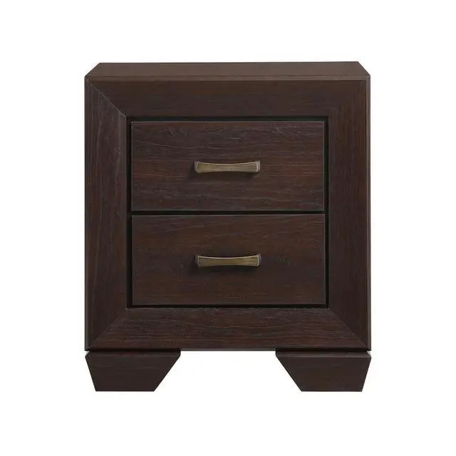 Alt view image 4 of 7 - Mdf Nightstand With 2 Drawers In Dark Cocoa Finish