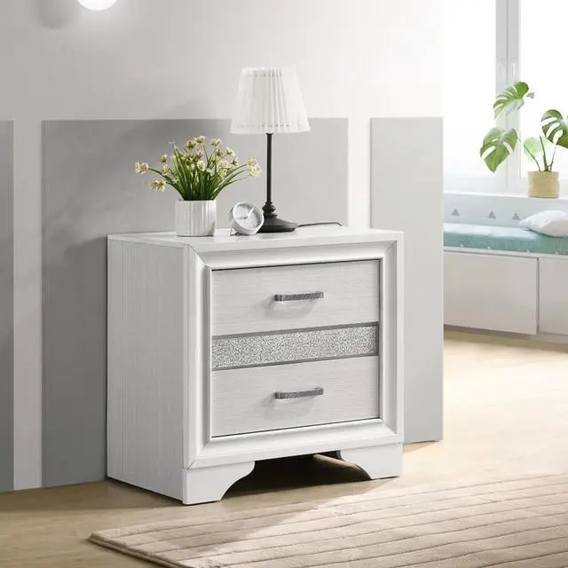 Alt view image 2 of 7 - 2 Drawers Nighstand With 1 Jewelry Tray, White