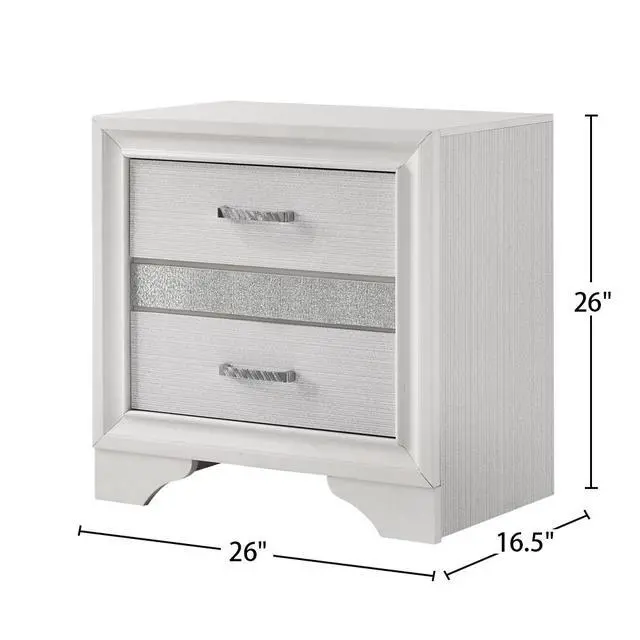 Alt view image 3 of 7 - 2 Drawers Nighstand With 1 Jewelry Tray, White