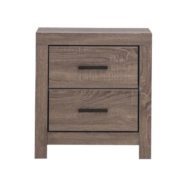 Alt view image 4 of 7 - 2 Drawers Mdf Nightstand In Barrel Oak Finish