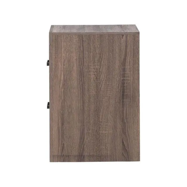 Alt view image 6 of 7 - 2 Drawers Mdf Nightstand In Barrel Oak Finish