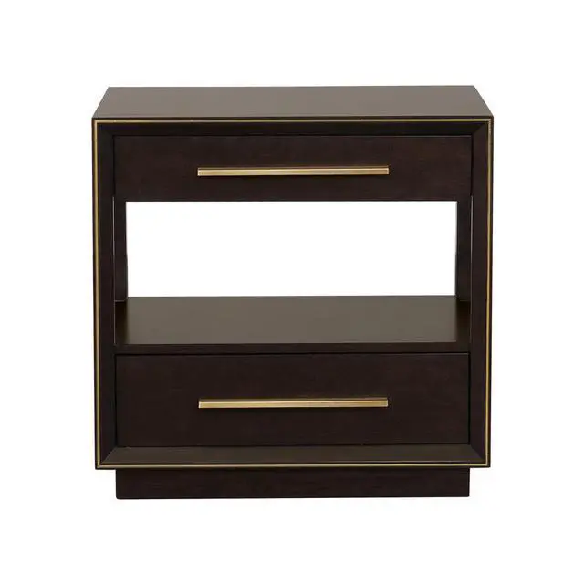 Alt view image 3 of 7 - 2 Drawers Nightstand With Shelf In Smoked Peppercorn Finish