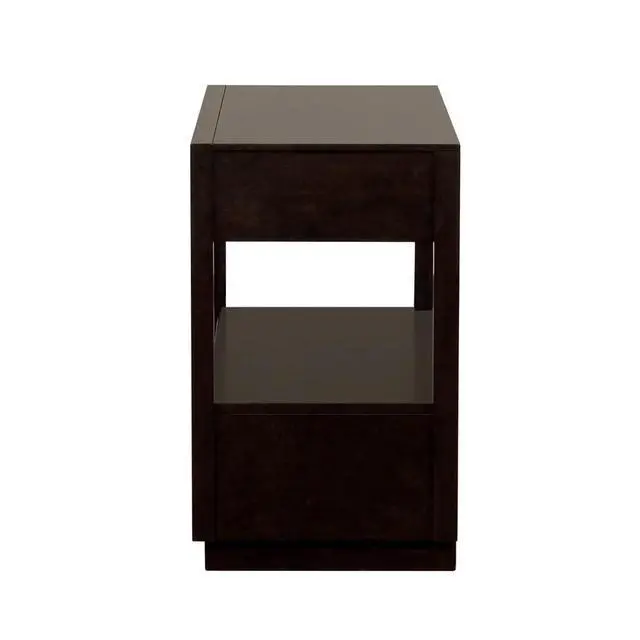Alt view image 6 of 7 - 2 Drawers Nightstand With Shelf In Smoked Peppercorn Finish