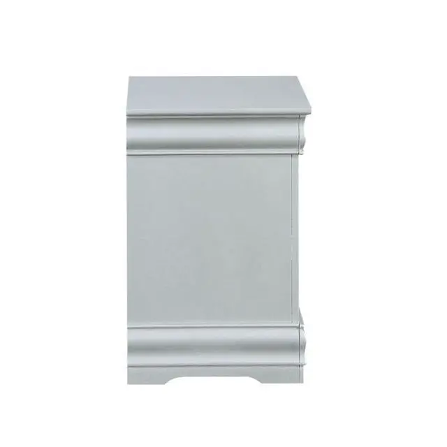 Alt view image 5 of 7 - Wooden Nightstand With 2 Drawers In Platinum Finish