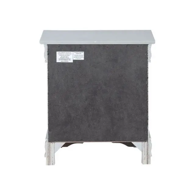 Alt view image 6 of 7 - Wooden Nightstand With 2 Drawers In Platinum Finish