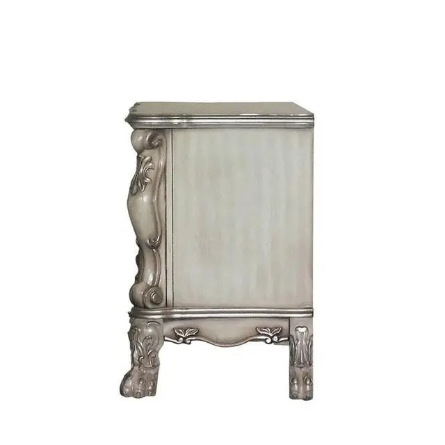 Alt view image 5 of 6 - Solid Wood Nightstand With 2 Drawers In Vintage Bone White Finish