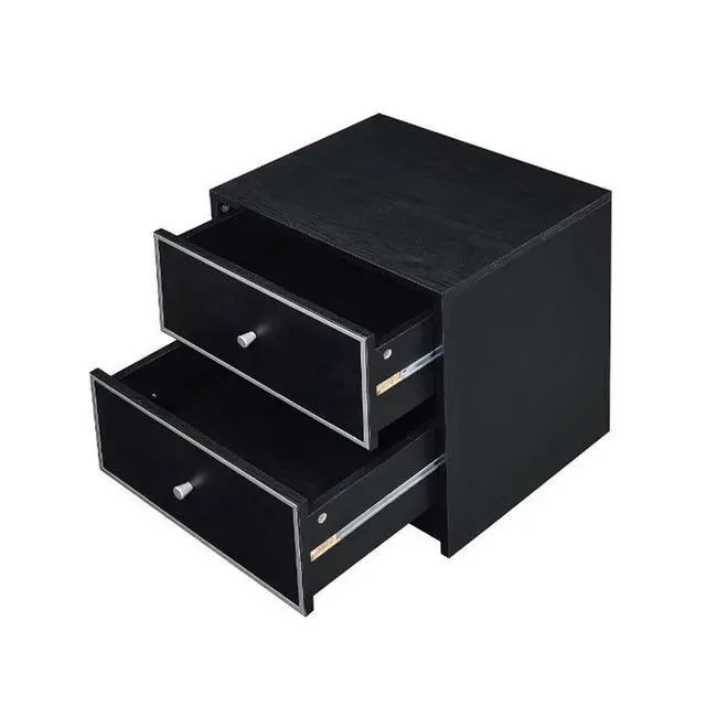 Alt view image 5 of 6 - 2 Storage Drawers Nightstand, Black And Silver