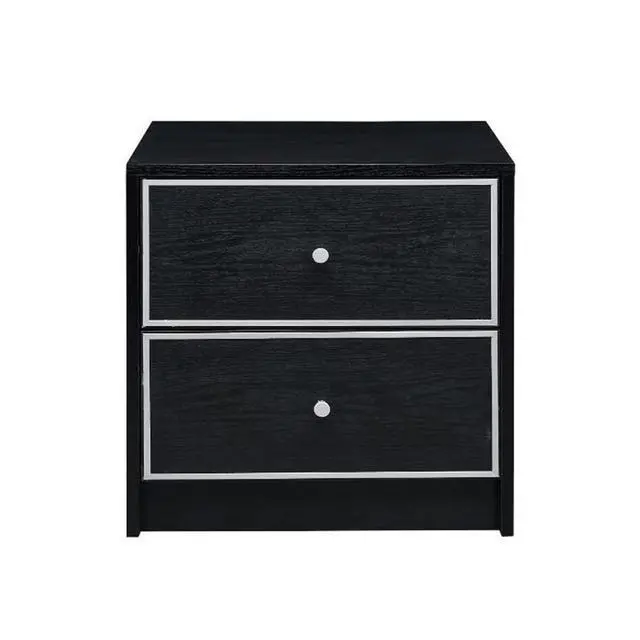 Alt view image 4 of 6 - 2 Storage Drawers Nightstand, Black And Silver