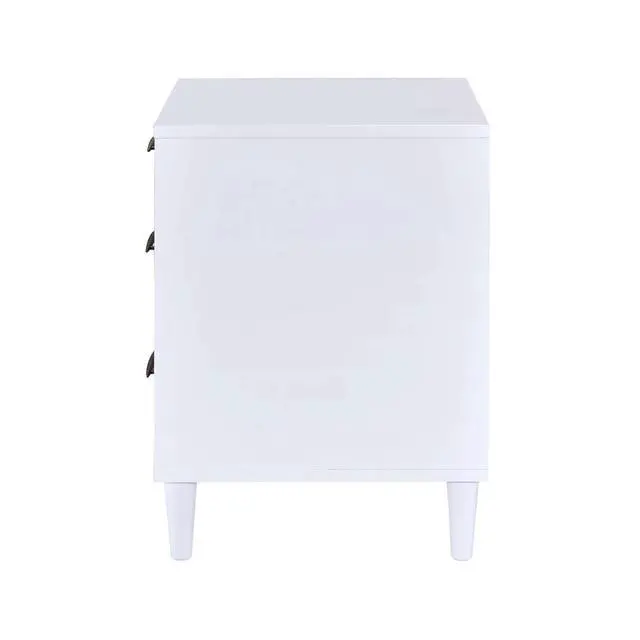 Alt view image 6 of 6 - Two-Tone Finish Nightstand With 3 Drawers, White And Weathered Oak