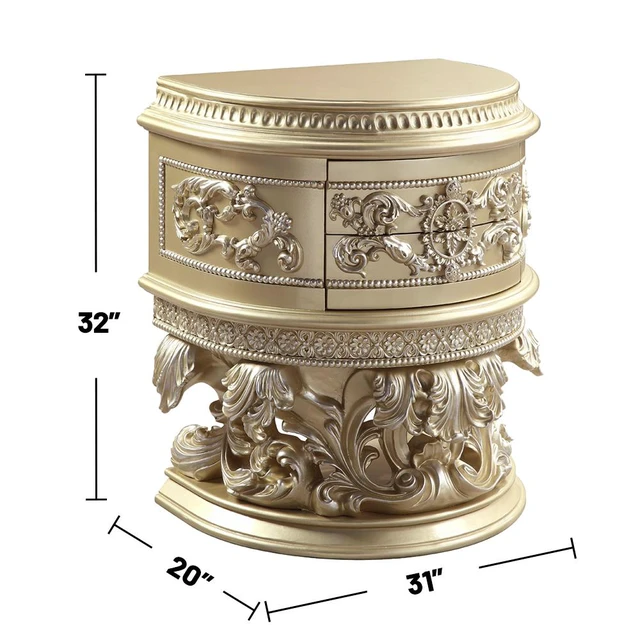Alt view image 3 of 6 - 2 Drawers Resin Nightstand In Champagne Silver Finish