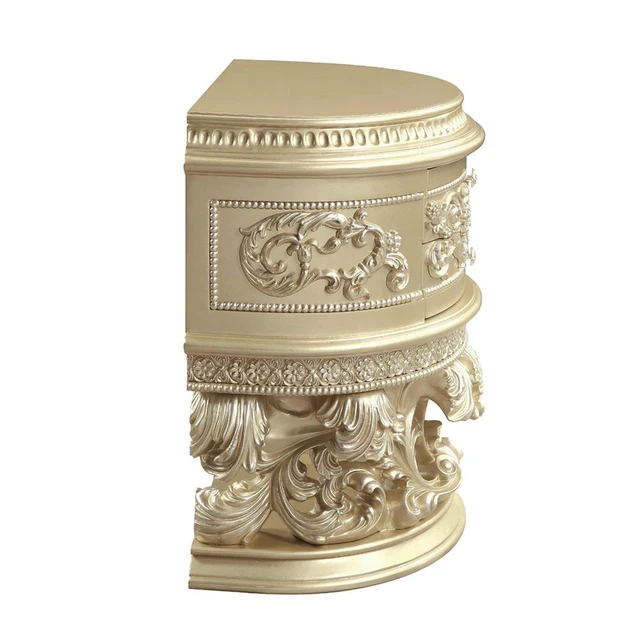 Alt view image 5 of 6 - 2 Drawers Resin Nightstand In Champagne Silver Finish