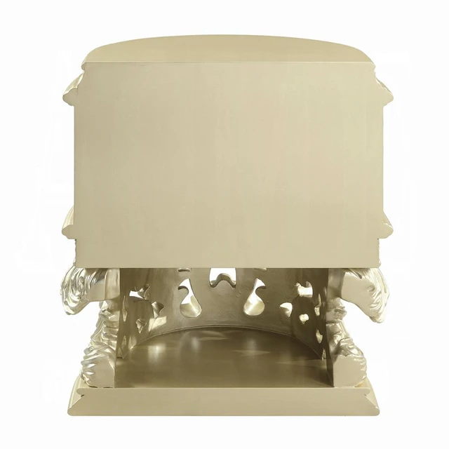 Alt view image 6 of 6 - 2 Drawers Resin Nightstand In Champagne Silver Finish