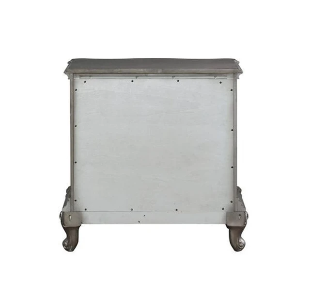 Alt view image 6 of 6 - Wooden Nightstand With 2 Drawers In Antique Platinum Finish