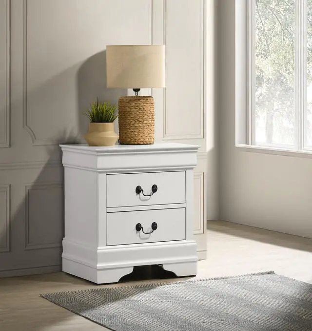 Alt view image 2 of 7 - 2-Drawer Nightstand With Bracket Feet, White