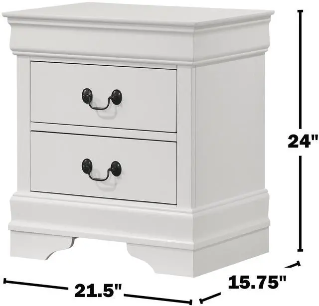 Alt view image 3 of 7 - 2-Drawer Nightstand With Bracket Feet, White