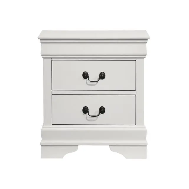 Alt view image 5 of 7 - 2-Drawer Nightstand With Bracket Feet, White