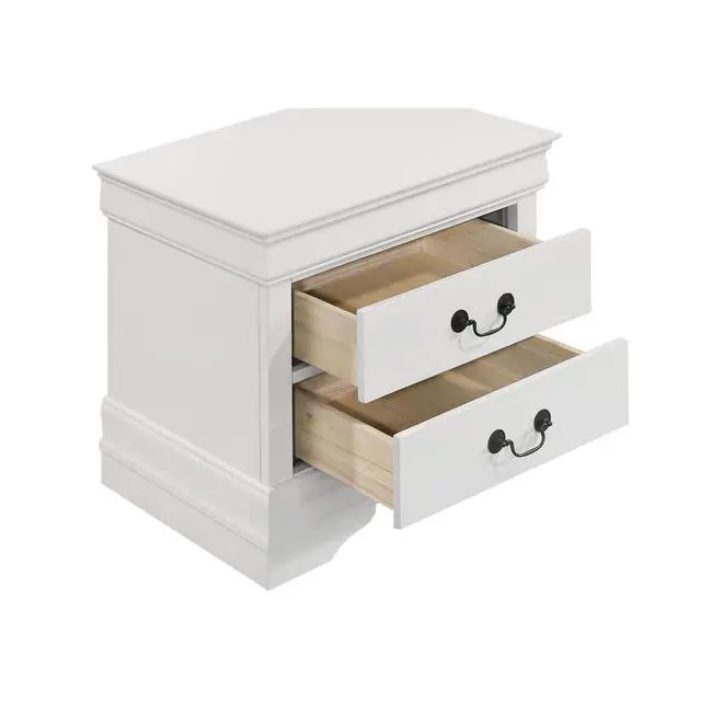 Alt view image 4 of 7 - 2-Drawer Nightstand With Bracket Feet, White