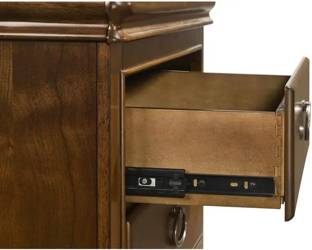 Alt view image 6 of 7 - 3-Drawer Nightstand With Usb Ports, Brown Cherry