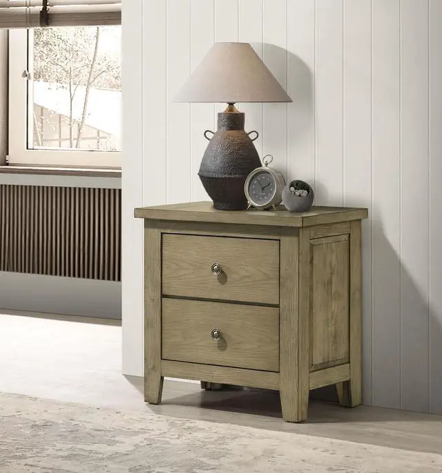 Alt view image 2 of 7 - Fully Assembled 2-Drawer Nightstand, Vineyard Oak
