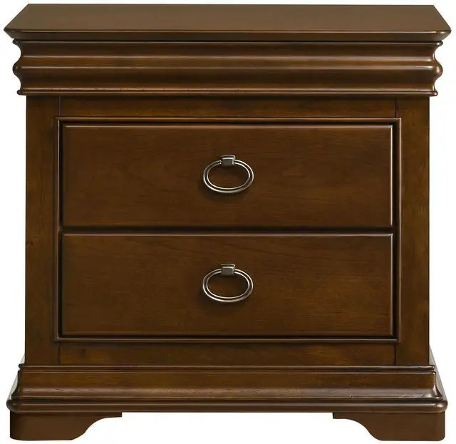 Alt view image 7 of 7 - 3-Drawer Nightstand With Usb Ports, Brown Cherry