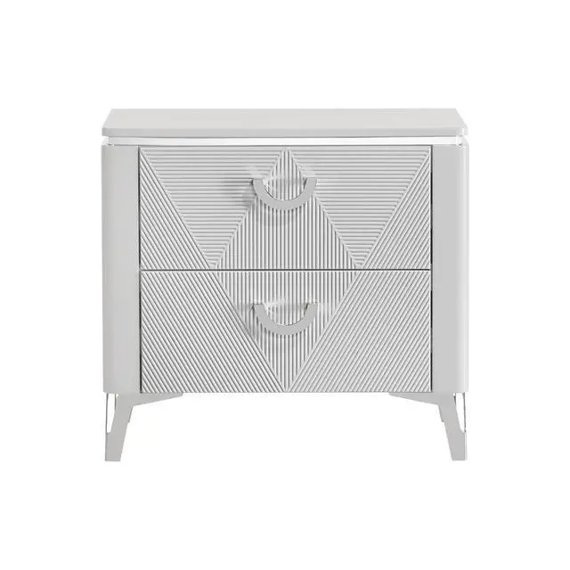 Alt view image 5 of 7 - 2-Drawer Nightstand With Dual Usb Port, White High Gloss
