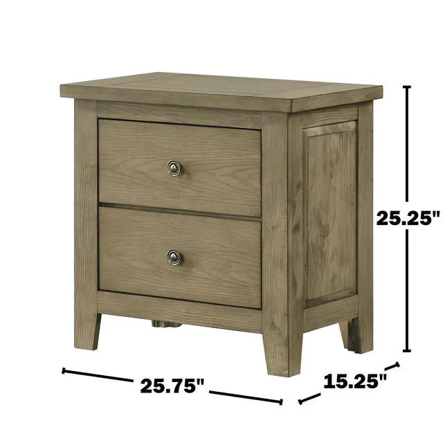 Alt view image 3 of 7 - Fully Assembled 2-Drawer Nightstand, Vineyard Oak