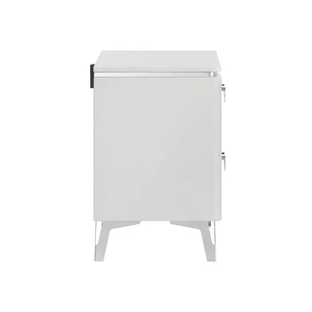 Alt view image 6 of 7 - 2-Drawer Nightstand With Dual Usb Port, White High Gloss