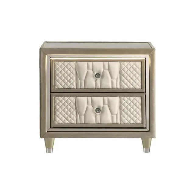 Alt view image 5 of 7 - 2-Drawer Led Nightstand With Dual Usb, Ivory And Camel