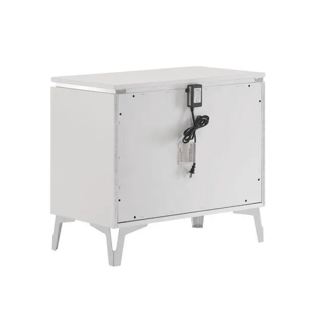 Alt view image 7 of 7 - 2-Drawer Nightstand With Dual Usb Port, White High Gloss