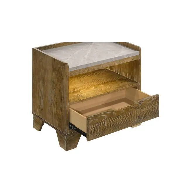 Alt view image 5 of 7 - 1-Drawer Nightstand With Integrated Led, Medium Oak
