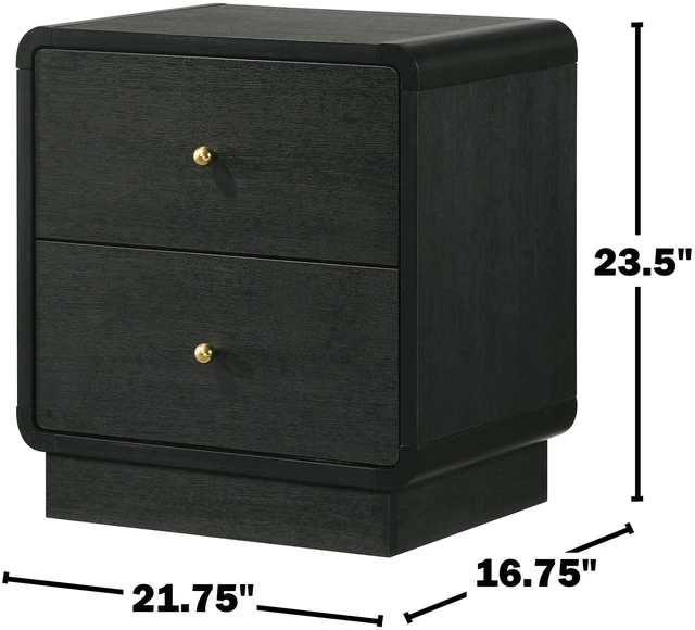 Alt view image 3 of 7 - 2-Drawer Nightstand Bedside Table, Black