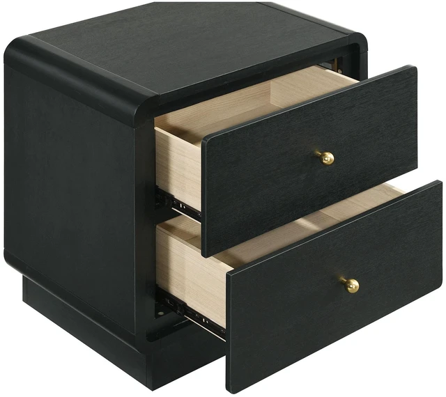 Alt view image 4 of 7 - 2-Drawer Nightstand Bedside Table, Black