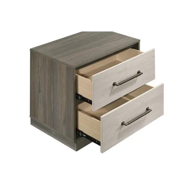 Alt view image 4 of 7 - 2-Drawer Nightstand With Floating Base Design, Grey Oak